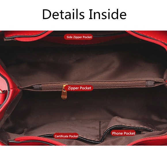 3D Flower PU Leather Handbag/Shoulder Bag/ Messenger Bag / Crossbody Bag (Red) - Picture 7 of 9